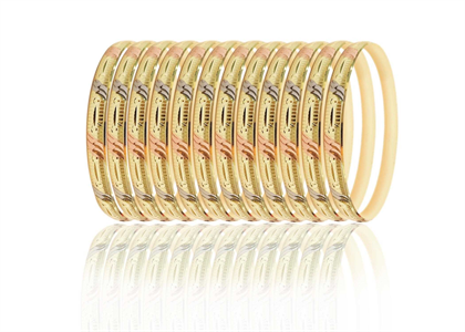 6mm Diamond Cut Tri color Semanario Bangle